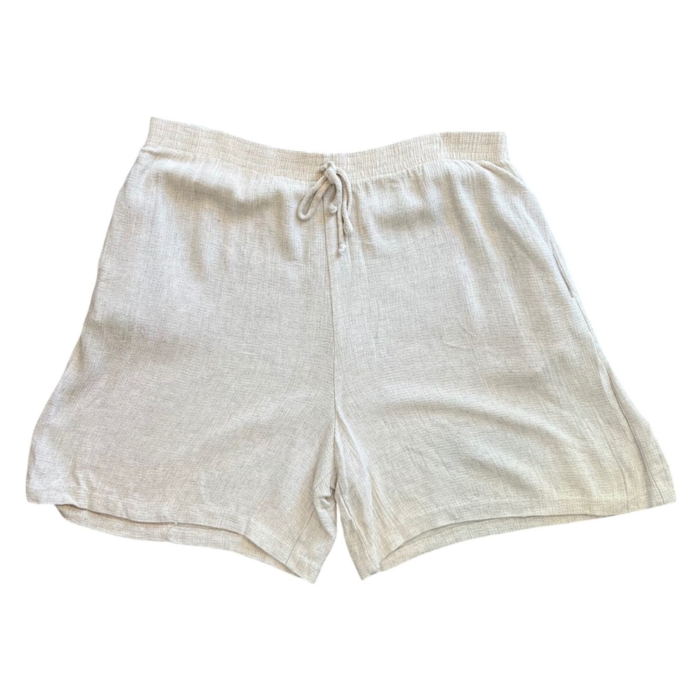Crossroads Womens Large Oatmeal Linen Blend Drawstring Shorts‎ High Rise Beige